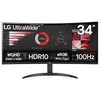 Monitorius LG | 34WR50QK-B | 34 " | VA | QHD | 21:9 | 100 Hz | 5 ms | 3440 x 1440 pikselių | 240 cd/m² | HDMI jungtys quantity 2
