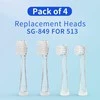 Rinkinys Atsarginių šepetėlių rinkinys SG-513 SEAGO, 4 vnt., skaidrios spalvos, SG-513 papildymas