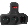 Maclean srovės lizdas, keturvietis su jungikliu, stabilizavimo kojelė, E tipas, 2x2,5A, 2x16A, MCE224 E/B