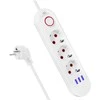 „Maclean“ maitinimo jungtis, 3 lizdų prailgintuvas + 3xUSB, 110-240V AC 50/60Hz, 2.1A max 2500W, 1.5m, baltas, MCE394 W