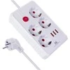 „Maclean“ maitinimo laidas, 4 lizdų prailginimo laidas + 3xUSB, 110–240 V AC 50/60 Hz, 2,1 A maks. 2500 W, 1,5 m, baltas, MCE392 W