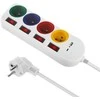 Listwa „Maclean“ maitinimo laidas, 4 lizdų + USB, su jungikliais, 250 V kintamoji srovė / 10 A, 1,5 m, baltas, MCE508 W