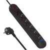 „Maclean“ maitinimo laidas, 5 lizdų prailginimo laidas + 3xUSB, 110-240V AC 50/60Hz, 2.1A max 2500W, 1.5m, juodas, MCE395 B