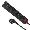 Listwa „Maclean“ ilgintuvas, 5 lizdų prailgintuvas su jungikliu, juodas, vokiško tipo, 3500 W, 5 m, MCE227G