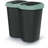 Prosperplast Krepšys „Compacta B Duo“ šiukšliadėžė, žalia/juoda, 40 l talpos, vienas skyrius, du dangčiai, montuojama ant sienos, NDBS40-5575C_S411
