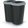 Prosperplast Krepšys „Compacta B Duo“ šiukšliadėžė, pilka/juoda, 40 l talpa, vienas skyrius, du dangčiai, montuojama ant sienos, NDBS40-429U_S411
