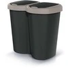 Prosperplast Krepšys „Compacta B Duo“ šiukšliadėžė, ruda/juoda, talpa 40 l, vienas skyrius, du dangčiai, montuojama ant sienos, NDBS40-WG5C_S411