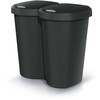 Prosperplast „Compacta B Duo“ šiukšliadėžė, juoda, perdirbama, talpa 40 l, vienas skyrius, du dangčiai, montuojama ant sienos, NDBS40-S411