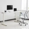 Ergo Office ER-401 Sėdimas stalas 140x60cm Rankiniu būdu reguliuojamo aukščio Biuro stalas max 117cm Ergonomiškas stalas, apkraunamas iki 40kg baltas