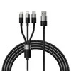 3in1 USB laidas Baseus StarSpeed Series, USB-C + Micro + Lightning 3.5A, 1.2m (juodas)