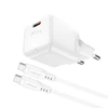 Acefast A73 Mini PD 20W GaN laidinis įkroviklis + USB-C kabelis – baltos spalvos