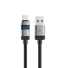 Acefast C15-04 USB-A – USB-C kabelis su ekranu 480Mb/s 66W 1.2m – Juodos spalvos