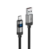 Acefast C15-04 USB-A – USB-C kabelis su ekranu 480Mb/s 66W 1.2m – Juodos spalvos