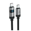 Acefast C15-04 USB-C – USB-C kabelis su ekranu 480Mb/s 66W 1.2m – Juodos spalvos