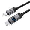 Acefast C15-04 USB-C – USB-C kabelis su ekranu 480Mb/s 66W 1.2m – Juodos spalvos
