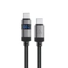 Acefast C15-04 USB-C – USB-C kabelis su ekranu 480Mb/s 66W 1.2m – Juodos spalvos