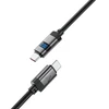 Acefast C15-04 USB-C – USB-C kabelis su ekranu 480Mb/s 66W 1.2m – Juodos spalvos