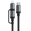 Acefast C20-01 USB-C - USB-C / Lightning Cable 480Mb/s 3A 1,2m - Juodas