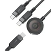 Acefast C6-11 USB-C 3in1 kabelis – 2x USB-C / Qi 480Mb/s 100W 1.2m – Juodos spalvos