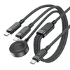 Acefast C6-11 USB-C 3in1 kabelis – 2x USB-C / Qi 480Mb/s 100W 1.2m – Juodos spalvos