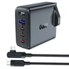 Acefast Fast įkroviklis GaN UK 100W Power Delivery 3x USB C 1x USB – juodos spalvos