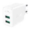 Sieninis įkroviklis Acefast A33, 2x USB, 18W, QC3.0 (balta)