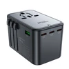 Daugiafunkcis kelioninis sieninis įkroviklis Acefast Z1, 2xUSB-A, 3xUSB-C, GaN, 67W, US/ES/UK/AU (juodas)