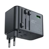 Daugiafunkcis kelioninis sieninis įkroviklis Acefast Z1, 2xUSB-A, 3xUSB-C, GaN, 67W, US/ES/UK/AU (juodas)