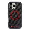 Apple iPhone 16 Pro Max Audi Carbon Fiber Sport Raudona Circle MagSafe (AUS-TPUPCMIP16PM-RSQ/D5-BK) dėklas telefonui juodos spalvos