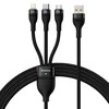 Baseus Flash Series 3in1 USB laidas USB-C + micro USB + Lightning 100W 1.2m – Juodas