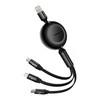 Baseus Bright Mirror 3 USB 3-in-1 kabelis skirtas micro USB USB-C Lightning 66W 2A 1,1m – Juodas