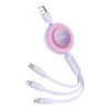 Baseus Bright Mirror 3 USB 3-in-1 kabelis skirtas micro USB USB-C Lightning 66W 2A 1.1m – Violetinė