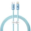 Kabelis USB-C do iP Baseus Crystal Shine, 20 W, 1.2 m (mėlyna)