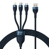 Baseus Flash 3 su 1-ben USB įkrovikliu, USB-C + Micro USB + Lightning 66 W, 1.2 m (kek)