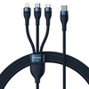 Baseus Flash Series 3in1 kabelis USB-C + micro USB + Lightning 100W 1.5m – Mėlynas