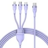 Baseus Flash Series 2 trys viename kabelis USB-C + mikro USB + Lightning violetinis 100 W, 1.5 m
