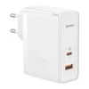 Baseus GaN5 Pro USB-C + USB sieninis įkroviklis, 100W + 1m laidas (baltas)