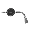 Baseus Golden Loop 3in1 extendable cable USB - micro USB / Lightning / USB-C 3.5A 35cm - 120cm juodas (CAMLT-JH01) - OUTLET (Atnaujinta)