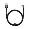 Kabelis USB A - IP Lightning 1m 90° kampu 20W 2.4A, juodas MVP Elbow BASEUS