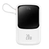 Powerbank Baseus Qpow PRO su laidu, USB-C, 2xUSB, 10000mAh, 20W (balta)
