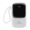 Baseus Qpow PRO Powerbank kabelis, 20000mAh, 20W (balta)