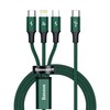 Baseus Rapid serijos Micro USB + Lightning + USB-C kabelis skirtas M+L+T 20W 1.5m – Žalias