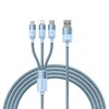 3in1 USB laidas Baseus StarSpeed Series, USB-C + Micro + Lightning 3.5A, 1.2m (mėlyna)