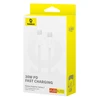 Baseus Superior Series 2 Fast Charging Data Cable Type-C to Type-C 30W 1m Moon baltos spalvos