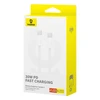 Baseus Superior Series ll USB-C - USB-C 30W 480Mb/s 2m kabelis - baltos saplvos