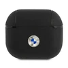 Apple AirPods 3 BMW Cover Geniune Leather Sidabrinis Logo (BMA3SSLBK) ausinių dėklas juodos spalvos