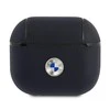 Apple AirPods 3 BMW Cover Geniune Leather Sidabrinis Logo (BMA3SSLNA) ausinių dėklas mėlynos spalvos
