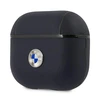 Apple AirPods 3 BMW Cover Geniune Leather Sidabrinis Logo (BMA3SSLNA) ausinių dėklas mėlynos spalvos