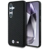 Dėklas BMW Leather Carbon MagSafe Samsung Galaxy S25 juodos spalvos