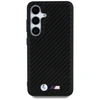 Dėklas BMW Leather Carbon MagSafe Samsung Galaxy S25 juodos spalvos